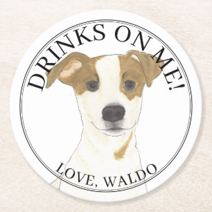 Dessous De Verre Rond Personnalisé Jack Russell Terrier Mariage