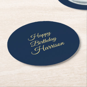 Dessous De Verre Rond Personnaliser avec nom, Joyeux anniversaire marine