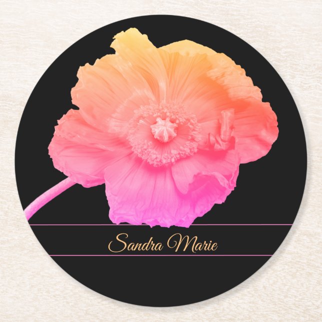 Dessous De Verre Rond Personnaliser Girl Rose Poppy fleur ronde (Devant)