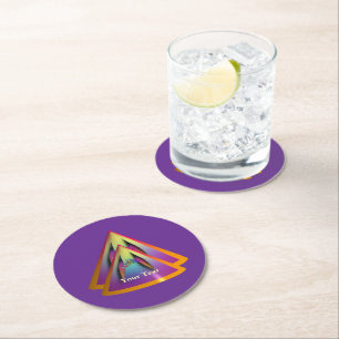 Dessous De Verre Rond Personnaliser Logo Éblouissant Double Pyramide Côn