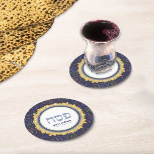 Dessous De Verre Rond Pessah Pesach Personnalisé Seder Jérusalem