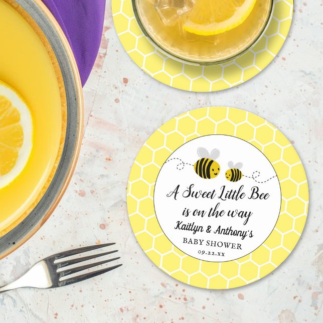 Dessous De Verre Rond Petit Baby shower d'abeilles au miel doux (Créateur téléchargé)