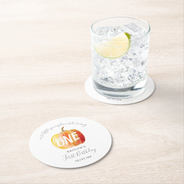 Dessous De Verre Rond Petit Citrouille 1er anniversaire (En situation)