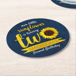 Dessous De Verre Rond Petit Tournesol 2ème Anniversaire