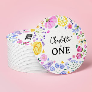 Dessous De Verre Rond Petite fille Fleur sauvage 1er anniversaire Floral