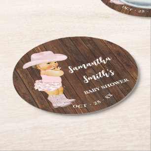 Dessous De Verre Rond Petite fille rose Baby shower occidental