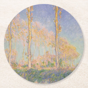 Dessous De Verre Rond Peupliers, paysage impressionniste, Claude Monet