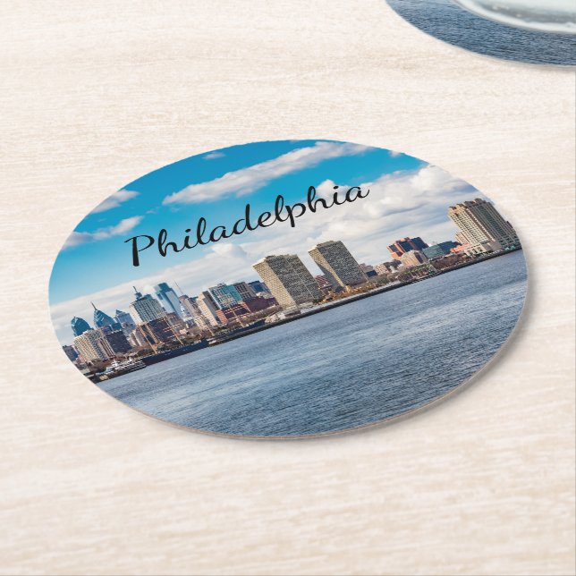 Dessous De Verre Rond Philadelphia Skyline (Incliné)