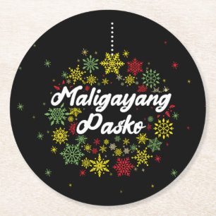 Dessous De Verre Rond Philippines Noël Maligayang Pasko Snowflakes
