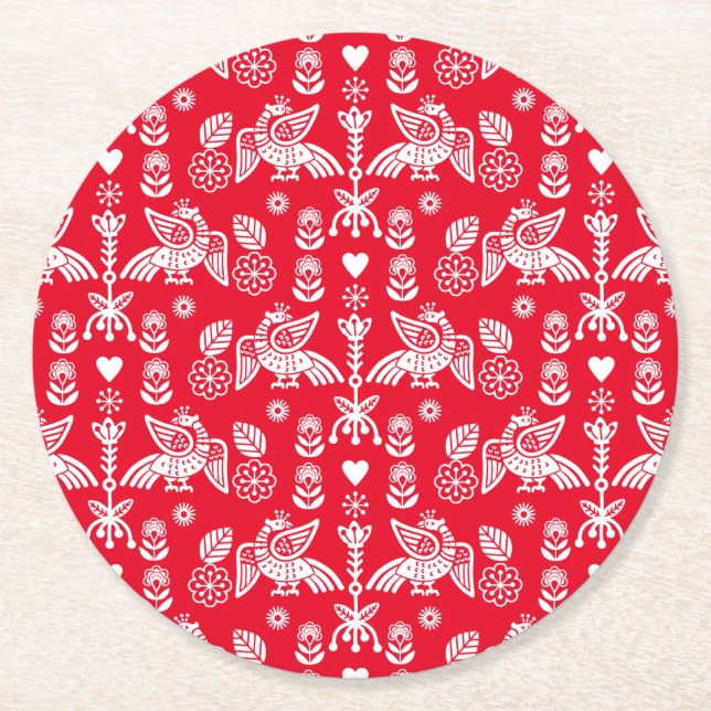 Dessous De Verre Rond Phoenix Bird Fold Art Imprimer (Devant)