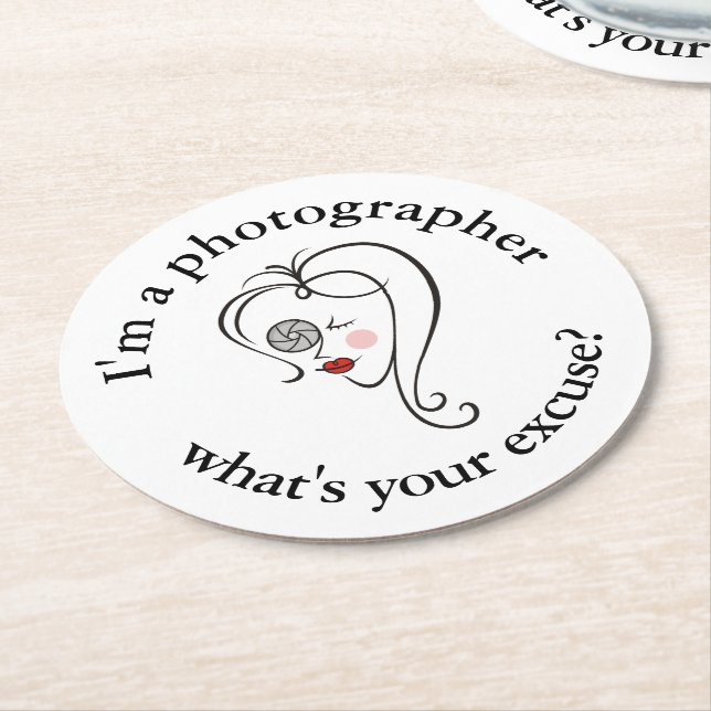 Dessous De Verre Rond Photographe féminine (Incliné)