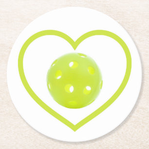 Dessous De Verre Rond pickleball amour boule de cornichon jaune