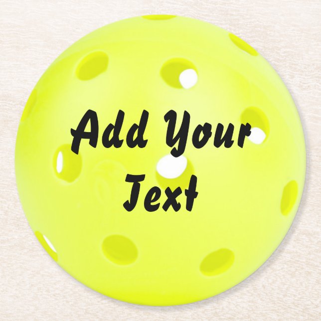 Dessous De Verre Rond Pickleball Pickleball Ball Customise jaune Personn (Devant)