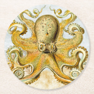 Dessous De Verre Rond Pieuvre marine peinte calmar Kraken