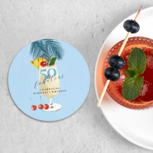 Dessous De Verre Rond Pina Colada Cherry Cocktail 50e fête d'anniversair