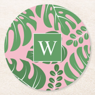 Dessous De Verre Rond Pince Monogramme Monstera Palm Leaf