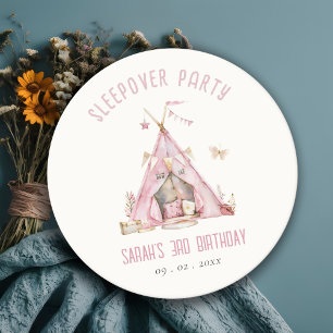 Dessous De Verre Rond Pink Girls Tent Slepover Stwood Anniversaire Fête