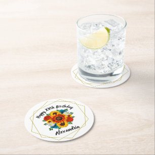 Dessous De Verre Rond Pique-nique d'été Fleur géométrique