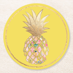 Dessous De Verre Rond PixDezines Aloha Ananas/fond DIY