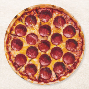 Dessous De Verre Rond Pizza au Pepperoni