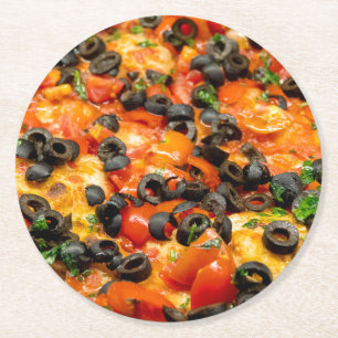 Dessous De Verre Rond Pizza aux olives noires