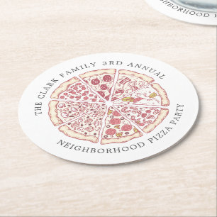 Dessous De Verre Rond Pizza, Événement, Thème Texte Personnalisé   C