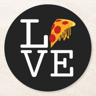 Dessous De Verre Rond Pizza Slice Love