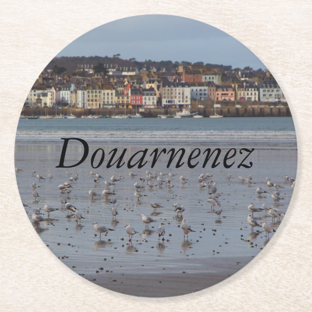 Dessous De Verre Rond Plage de Ris à Douarnenez (Devant)