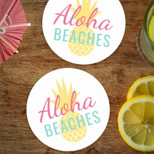 Dessous De Verre Rond Plages Aloha Tropical Jaune Ananas