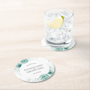 Dessous De Verre Rond Plaque en papier Mariage Floral personnalisé
