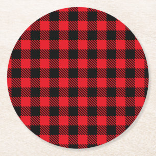 Dessous De Verre Rond Plaqué noir et rouge