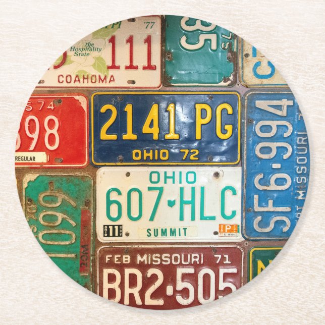 Dessous De Verre Rond Plaques de licence Rusty Retro (Devant)