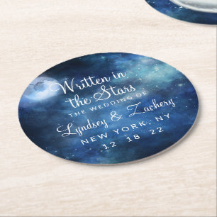 Dessous De Verre Rond Pleine lune lunaire céleste Galaxie monogramme