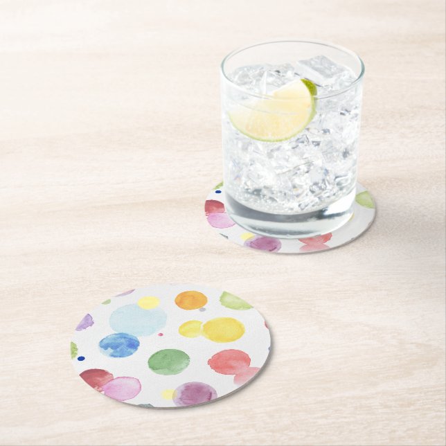 Dessous De Verre Rond Points aquarelle 1 (En situation)