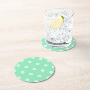 Dessous De Verre Rond Points verts de menthe légère Elégant Modèle Vinta