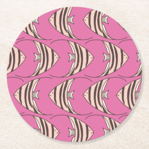 Dessous De Verre Rond Poisson rose