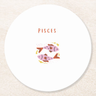 Dessous De Verre Rond Poissons roses, zodiaque, impression du signe du z