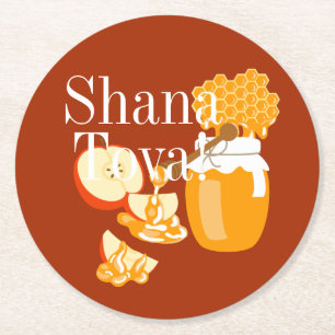 Dessous De Verre Rond Pommes et miel Rosh Hashanah
