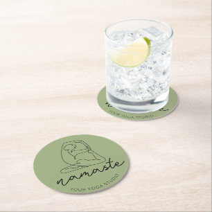 Dessous De Verre Rond Pose de Yoga minimaliste Personnaliser