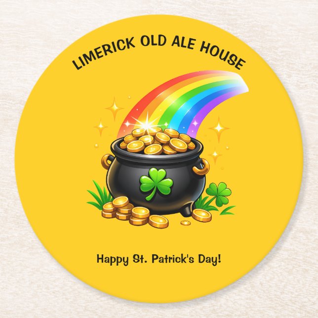 Dessous De Verre Rond Pot d'or modifiable Saint-Patrick (Devant)