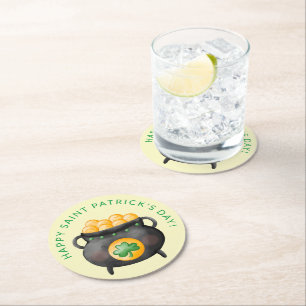 Dessous De Verre Rond Pot of Gold Bonne Saint Patrick's Day