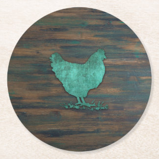 Dessous De Verre Rond Poulet rustique (Teal)