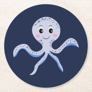 Dessous De Verre Rond Poulpe sous le motif enfants de la mer