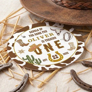 Dessous De Verre Rond Premier Rodéo Fête d'anniversaire Cowboy Western G