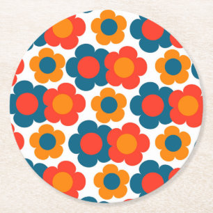 Dessous De Verre Rond Preppy Blue Orange Hippie Motif