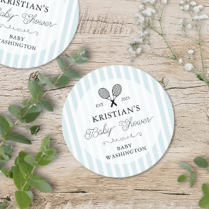 Dessous De Verre Rond Preppy Blue Tennis Country Club Baby shower