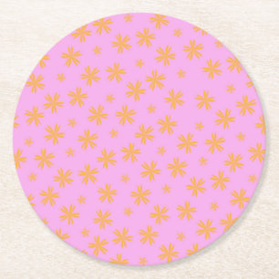 Dessous De Verre Rond Preppy Orange Rose Hippie Motif