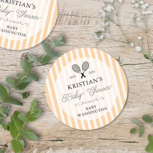 Dessous De Verre Rond Preppy Orange Tennis Country Club Baby shower