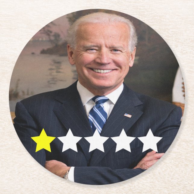 Dessous De Verre Rond Président Joe Biden Approbation (Devant)