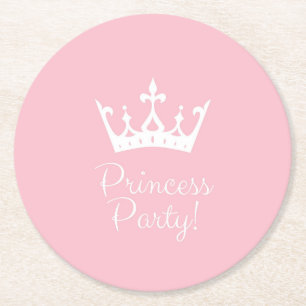 Dessous De Verre Rond Princess Party Girly rose et blanc